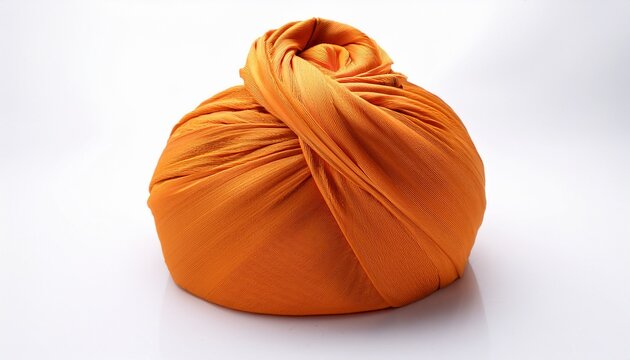 vibrant orange sikh turban elegantly wrapped and isolated on a pristine white background