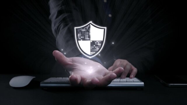 This image illustrates a digital security concept featuring a shield symbol, emphasizing the importance of data protection and cybersecurity in a technology-driven world. Qubit