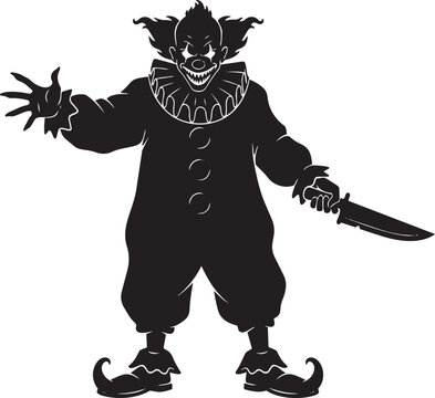 Creepy Evil Clown Horror Vector Illustration