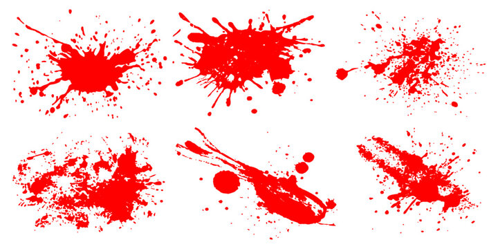 Red ink splat and red paint splashes grunge vector illustration with watercolor texture, stain, drip and splatter design