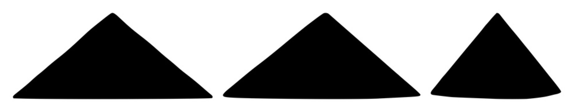 Pyramid set with black silhouette against white background featuring geometric shape, iconic symbol, architectural line with symmetry and abstraction