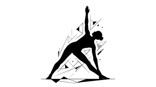 Woman in yoga triangle pose.
