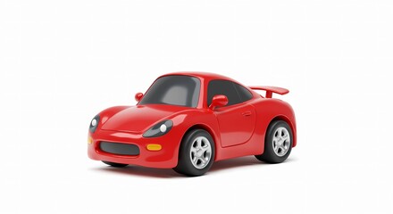 Fototapeta premium Red modern sports car with rear spoiler 3D render on white background, transport