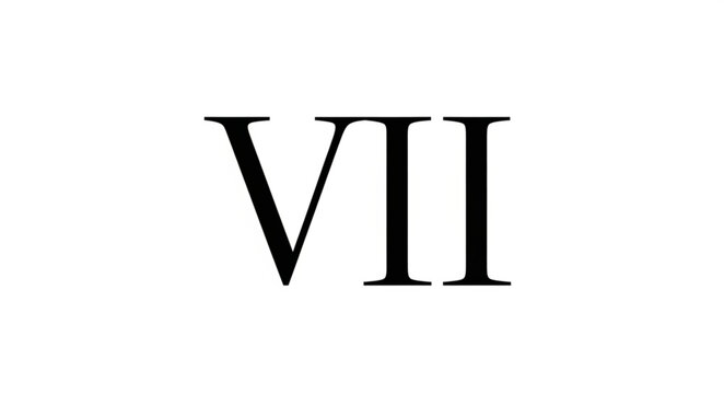 Roman numeral seven symbol isolated on white background.