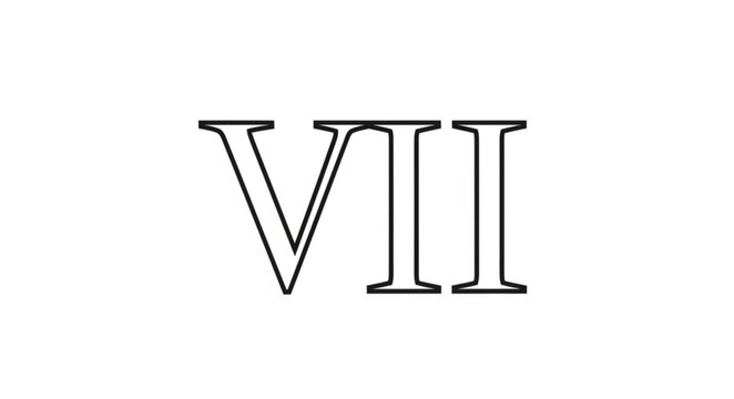 Roman Numeral Seven Symbol Outline.