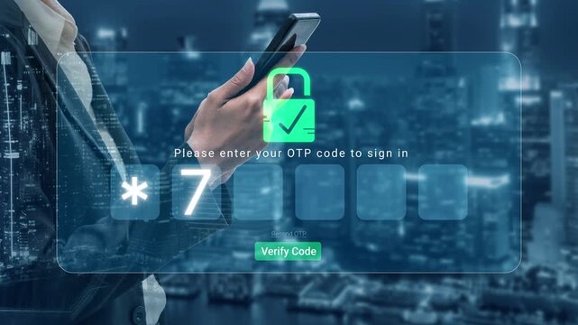 Secure Login Process with OTP Code and Smartphone in a Modern Urban Environment at Night Sigmoid
