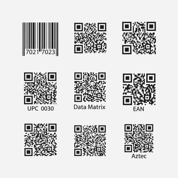 Barcode and QR code labels.