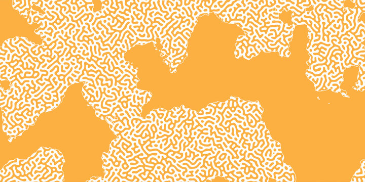 Modern reaction diffusion simulation with stylized geometric landforms dynamic background