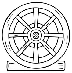 Obraz premium Monochrome vintage wheel with spokes for decoration or crafts design