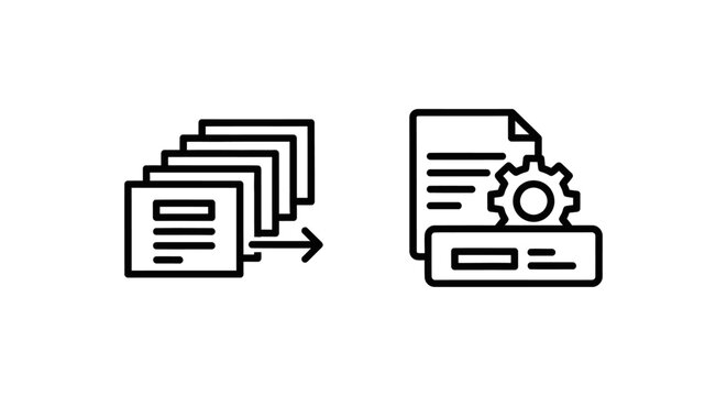 Task queue and job queue icons showing workflow management with document direction workflow management organization sequence priority scheduling automation computer information