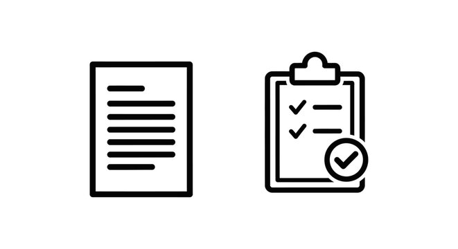 Feedback form and feedback survey icons with checklist and tick feedback checklist illustration document clipboard completion evaluation questionnaire collection analysis business