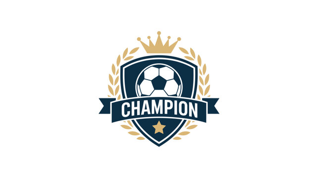 Champion soccer logo with shield crown and laurel wreath design elements