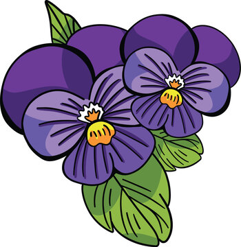Purple violet flower illustration hand drawn in vector