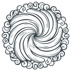 Fototapeta premium Abstract Swirling Mandala Design with Cloud Border