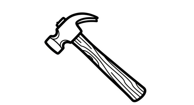 Simple illustration of a claw hammer tool.