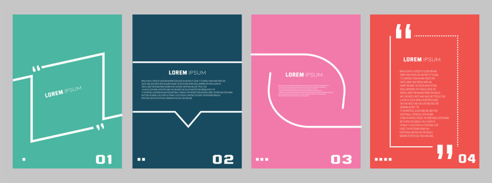 Quote frames blank templates set. Text in brackets, citation empty speech bubbles, quote bubbles. Textbox isolated on color background