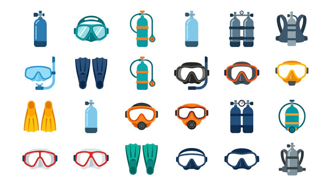 Scuba diving equipment icons.