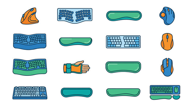 Computer keyboard and mouse icons.