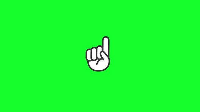 Hand pointing icon with attention animation (Green screen / Chroma key)