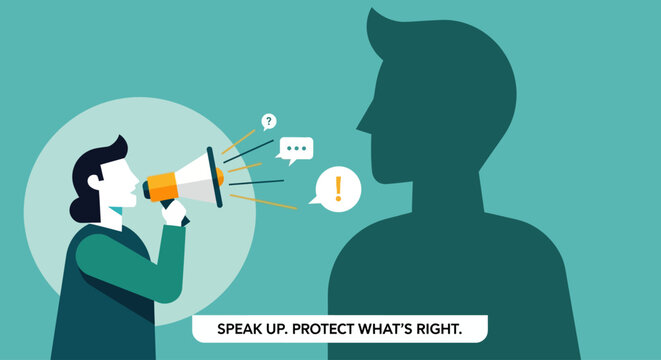 National whistleblower speaks up against corruption with megaphone in office