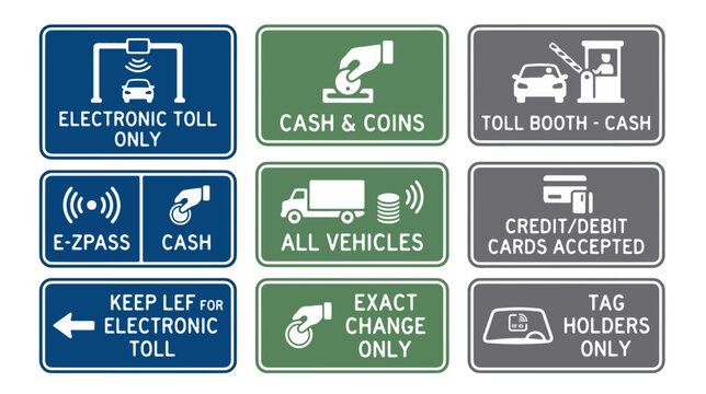Collection of toll road payment and electronic payment signs