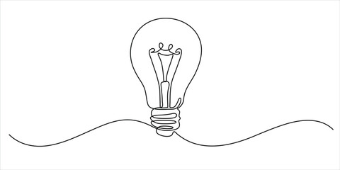Light bulb line art vector illustration minimalist continuous drawing creativity idea and innovation concept © Dosoroth Chandra