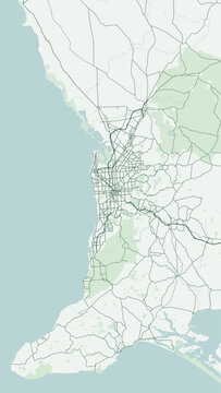 Modern minimalist vector map of Adelaide, South Australia, Australia. High-quality scalable illustration of Adelaide city grid, William Light master plan, River Torrens, North Adelaide 