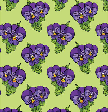 Purple violet flower repeat pattern design for Spring and seamless prints like fabric and wallpaper backgrounds in vector