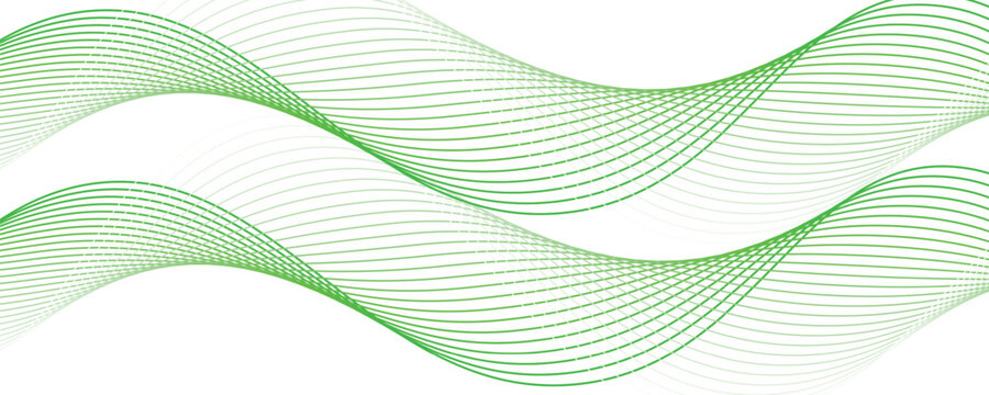 Green line wave abstract background green wave liquid lines background.dots on a whit clean and fresh background