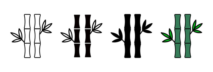 set of bamboo stalk icons with leaves © MdRaisul