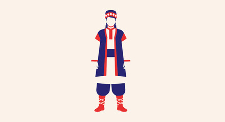 Fototapeta premium Traditional Ukrainian Folk Costume Man Illustration - Vector Flat Design