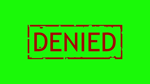 Red Denied Stamp On Green Background Rejection Concept For Documents Applications And Access Control. Stamp design animation 4k video.