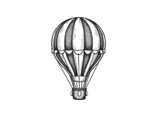 Retro hand drawing hot air balloon. Vintage hot air airship vector sketch © zulfa