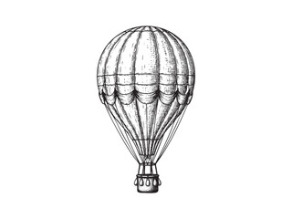 Retro hand drawing hot air balloon. Vintage hot air airship vector sketch © zulfa