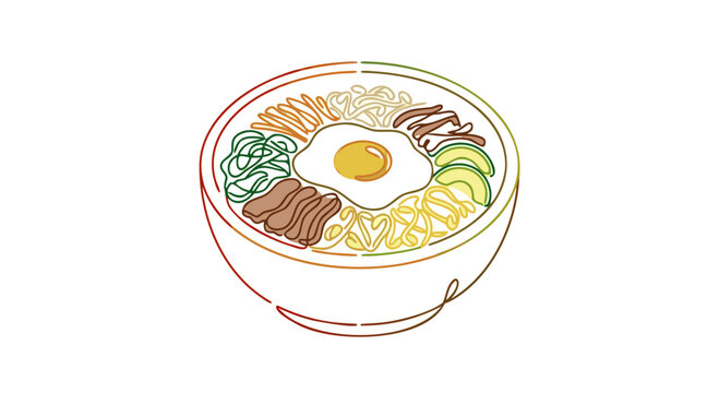 Korean bibimbap colorful bowl frame