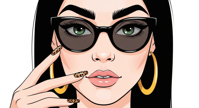 Stylish Woman Wearing Sunglasses and Hoop Earrings.