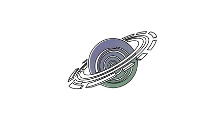 Stylized Drawing of Planet Saturn with Rings. © Mutmainah