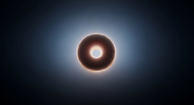 "Dark cosmic black hole with bright glowing accretion disk and radiant light ring in deep space, blue and orange tones, dramatic sci-fi atmosphere, high detail"
