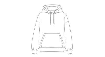 Hoodie Sweatshirt Technical Line Drawing Flat Sketch. © Siti Yaeni