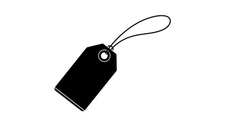 Naklejka premium Blank black price tag with string isolated on white background.