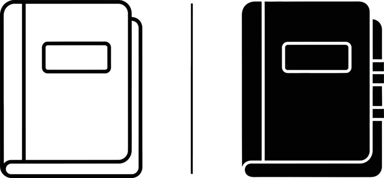 Two simple book icons side by side with a dividing line in clean design