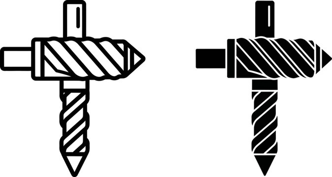 Drill bit icon with clean line art and solid fill against white background