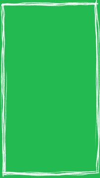 Hand Drawn 2D Animated White Scribble Frame Vertical Border Motion Graphic on Green Screen