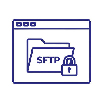 Sftp folder with a closed padlock symbol representing secure file transfer protocol security