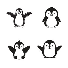 Fototapeta premium Cute penguin cartoon elements collection