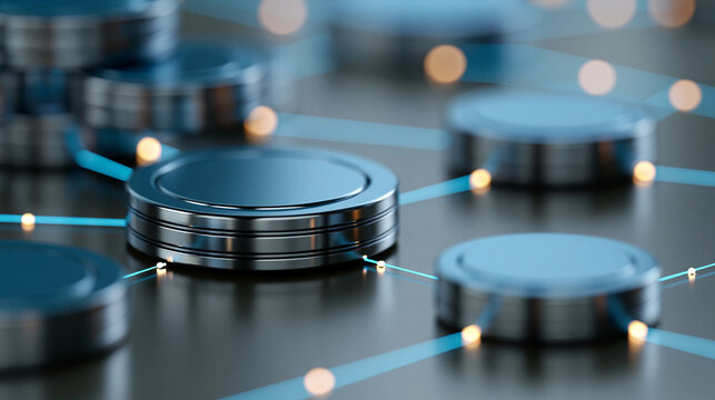 Close-up of a real-time data synchronization diagram between multiple databases and applications, database sync concept, data flow photography, application integration