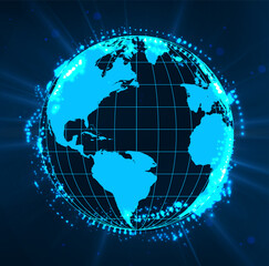 Naklejka premium Glowing digital globe. Vector illustration