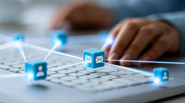 Close-up of a marketing automation CRM concept delivering consistent personalized messaging for subscriber satisfaction, CRM marketing concept, subscriber photography,