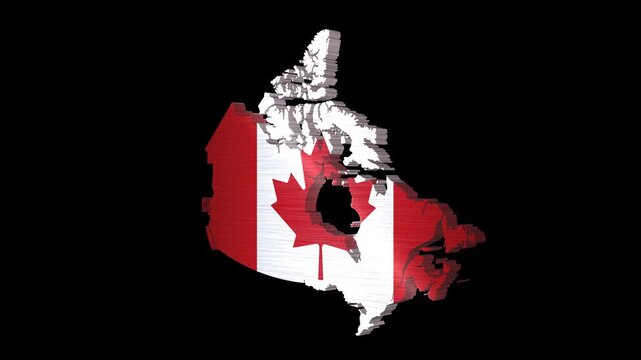 Canada 3D Rotating Flag Map Alpha Channel Loop