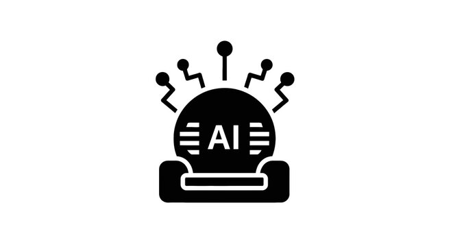 Artificial Intelligence Robot Head Icon.